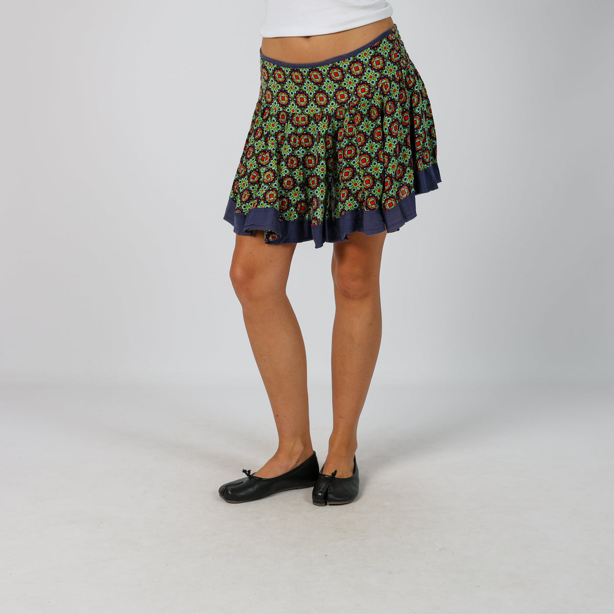 Navy Blue Y2K Woven Mini Skirt (XS)