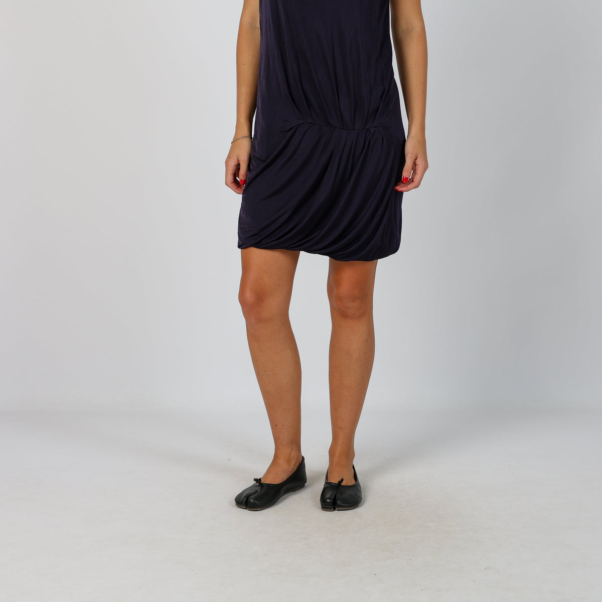 Purple Y2K Penny Black Woven Midi Dress (S)