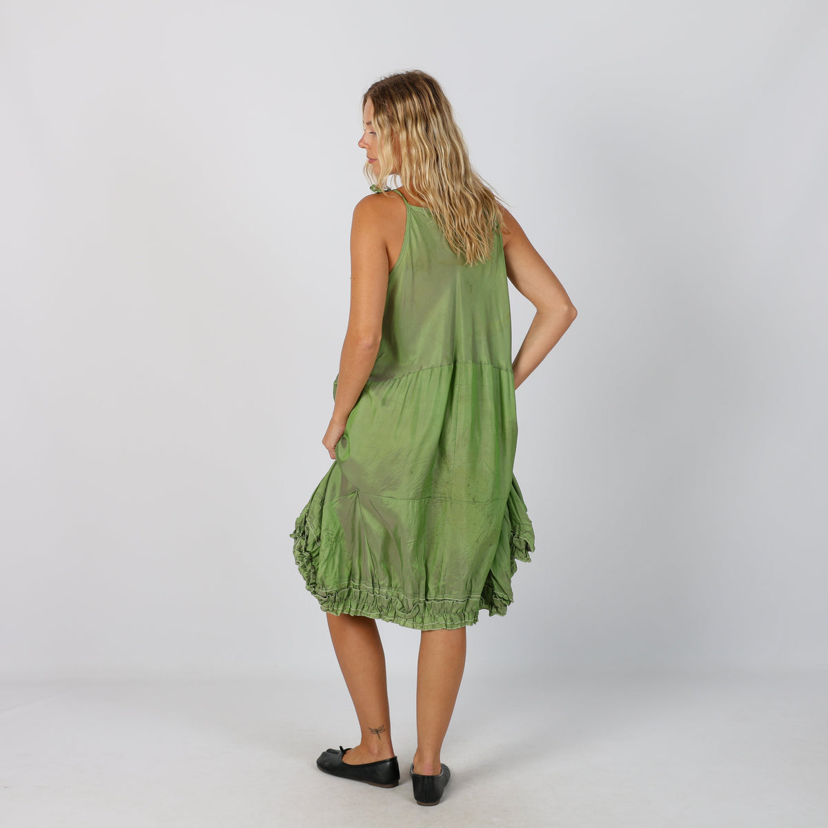 Light Green Y2K Woven Midi Dress (M)