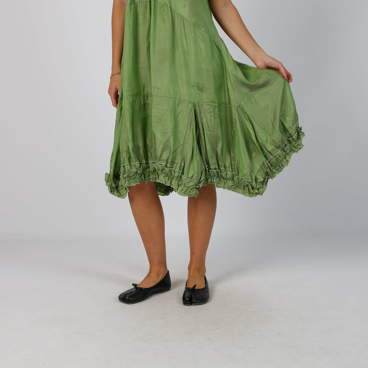 Light Green Y2K Woven Midi Dress (M)
