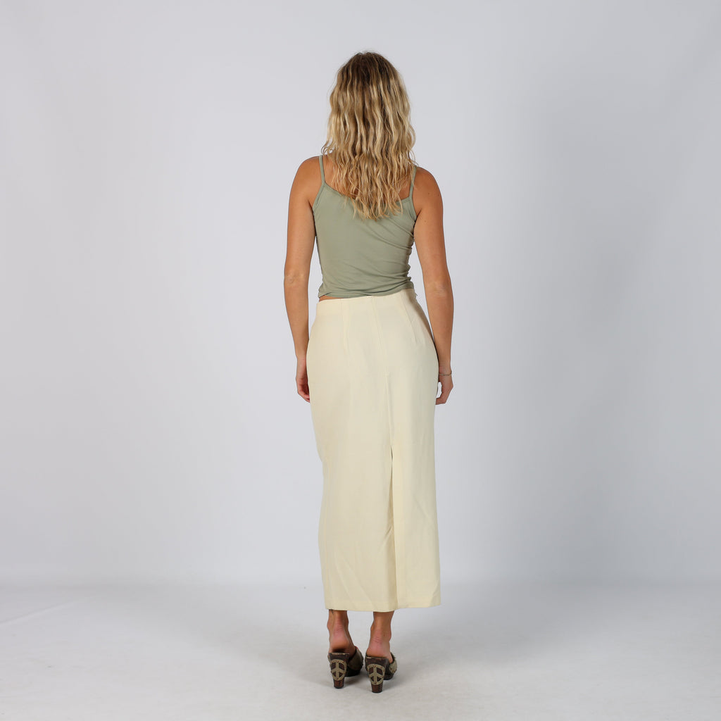 Cream Y2K Stefanel Woven Maxi Skirt (XS)