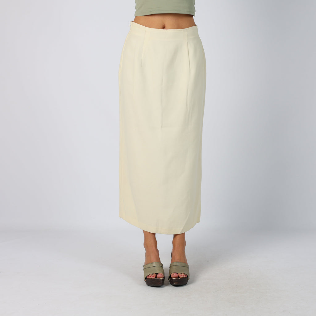 Cream Y2K Stefanel Woven Maxi Skirt (XS)