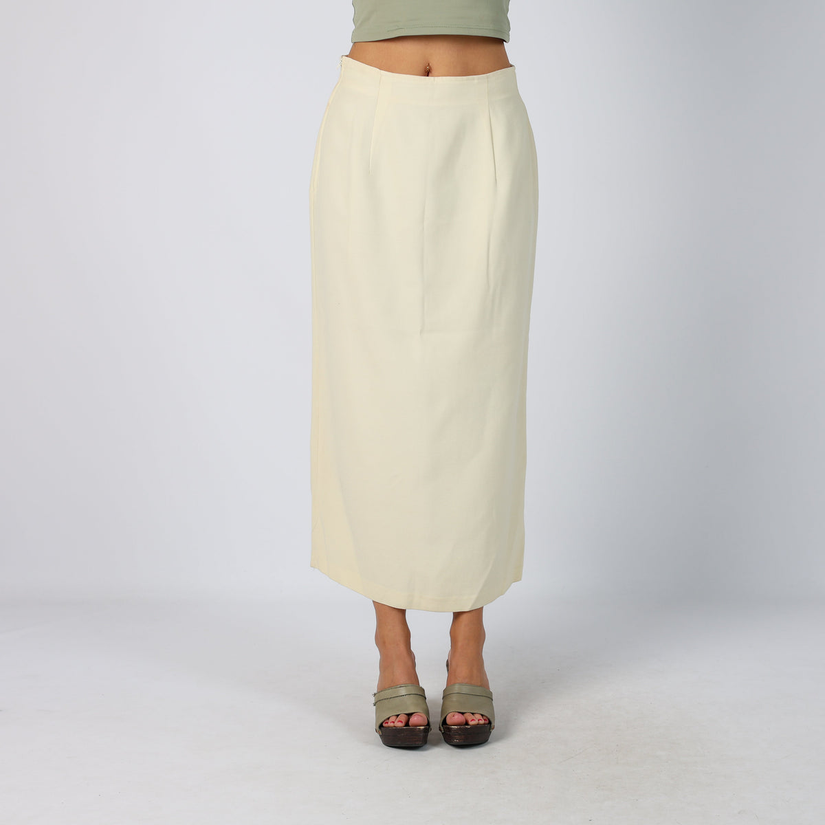 Cream Y2K Stefanel Woven Maxi Skirt (XS)