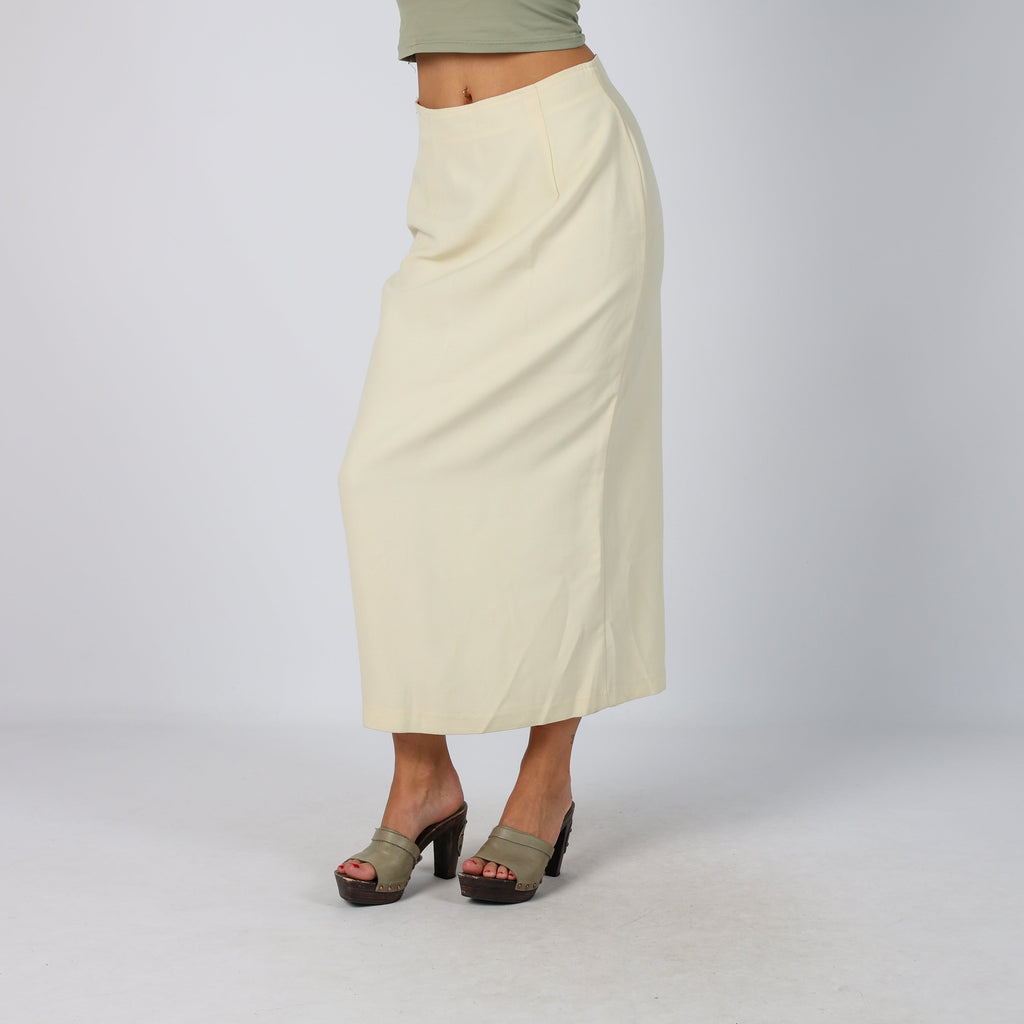 Cream Y2K Stefanel Woven Maxi Skirt (XS)