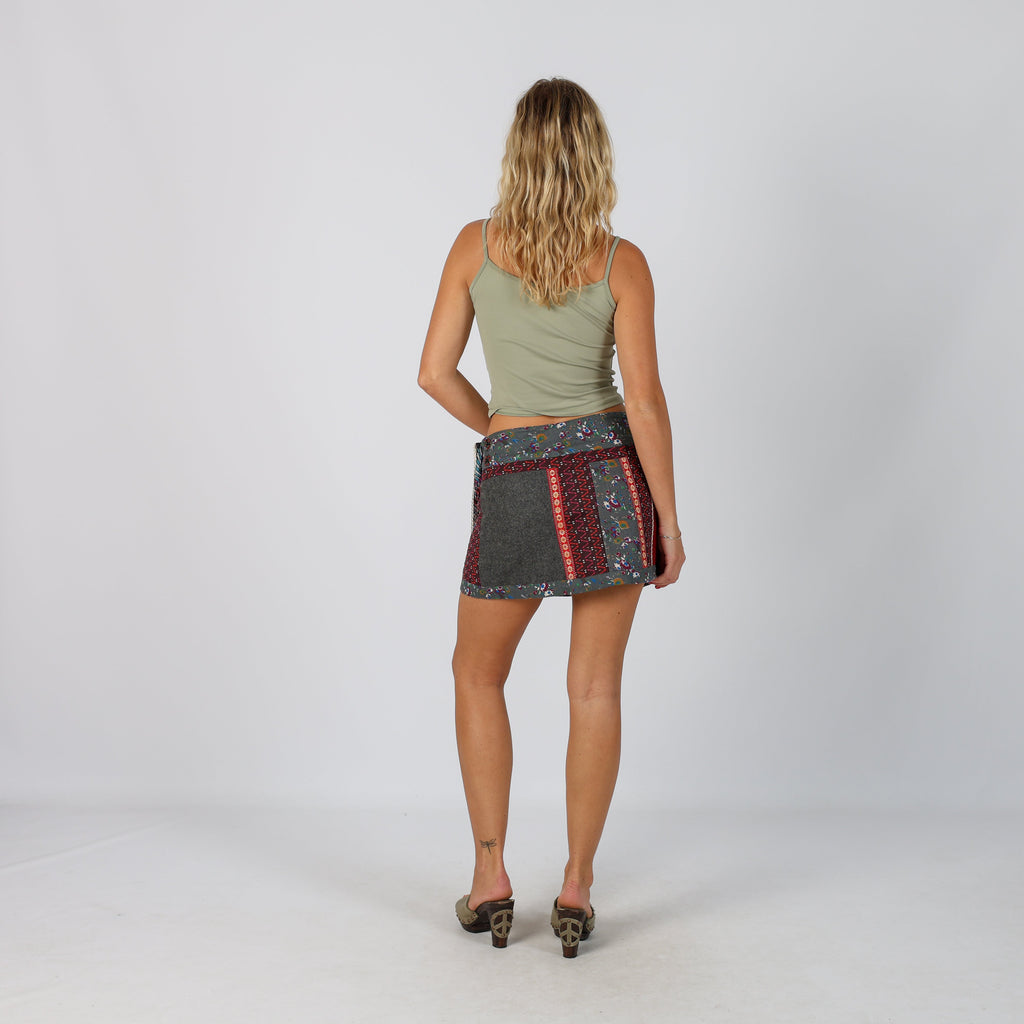 Charcoal Grey Y2K Woven Mini Skirt Reversible (S)