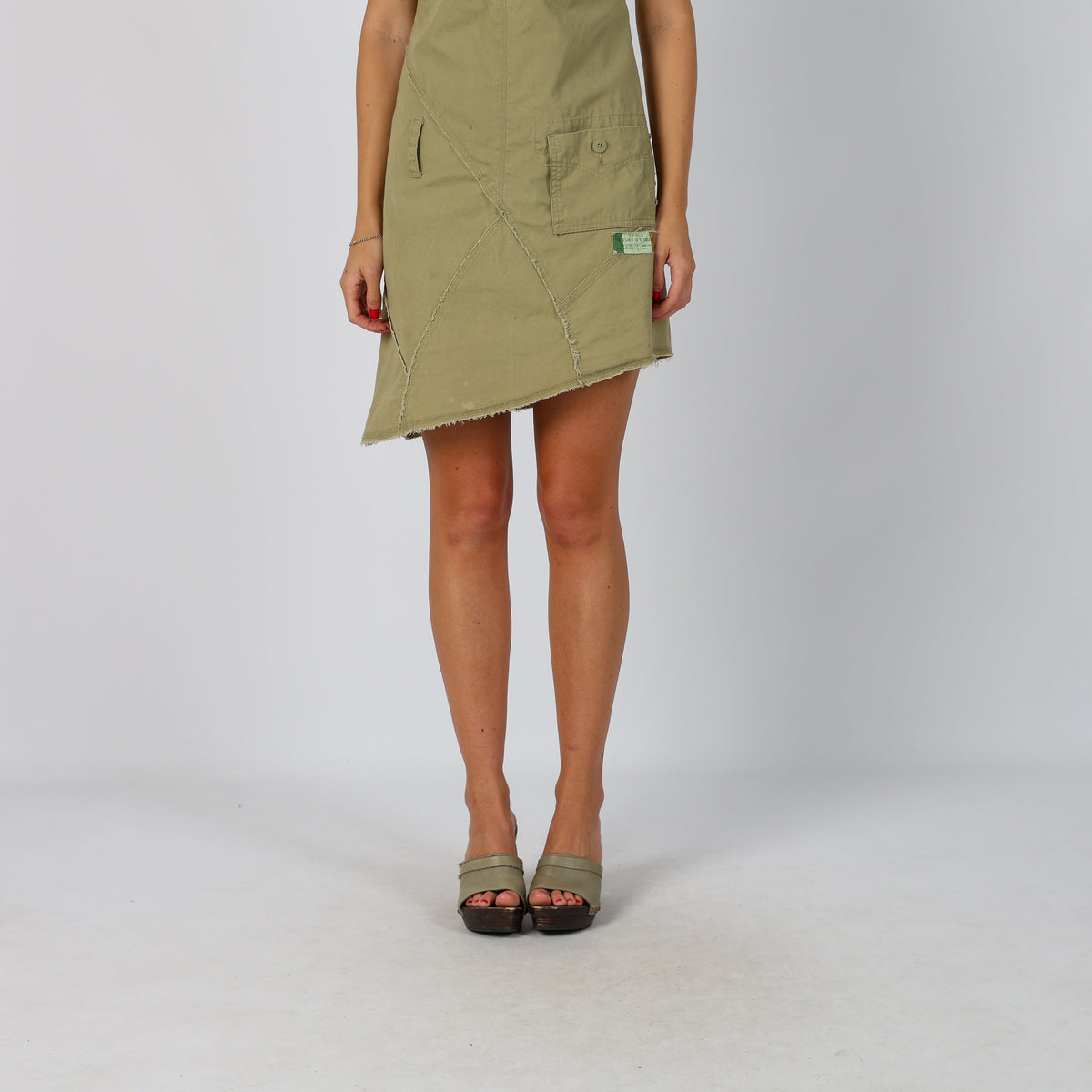 Khaki Green Y2K Diesel Woven Midi Dress (S)