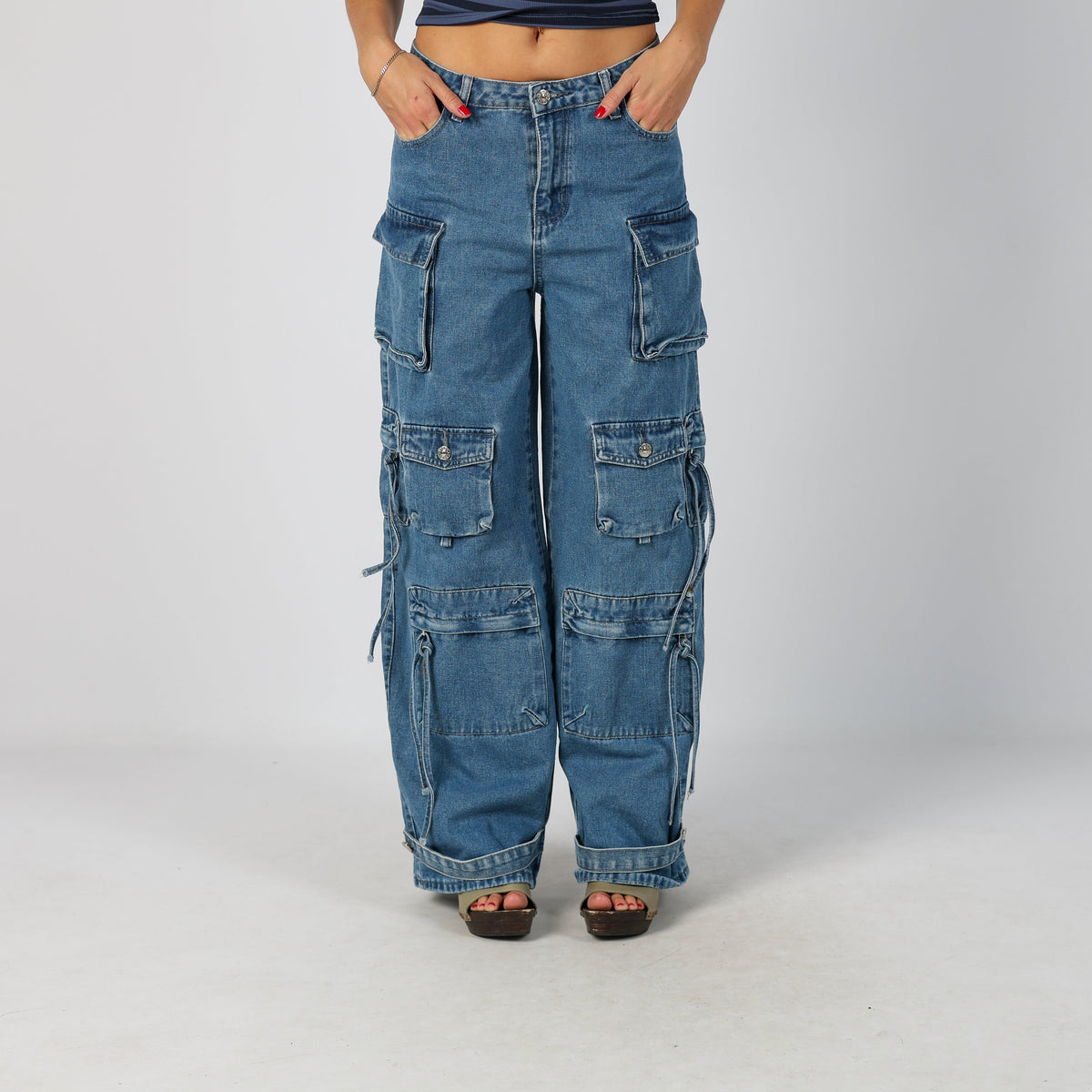 Blue Y2K Dad & Wide Jeans Cargo (XS)