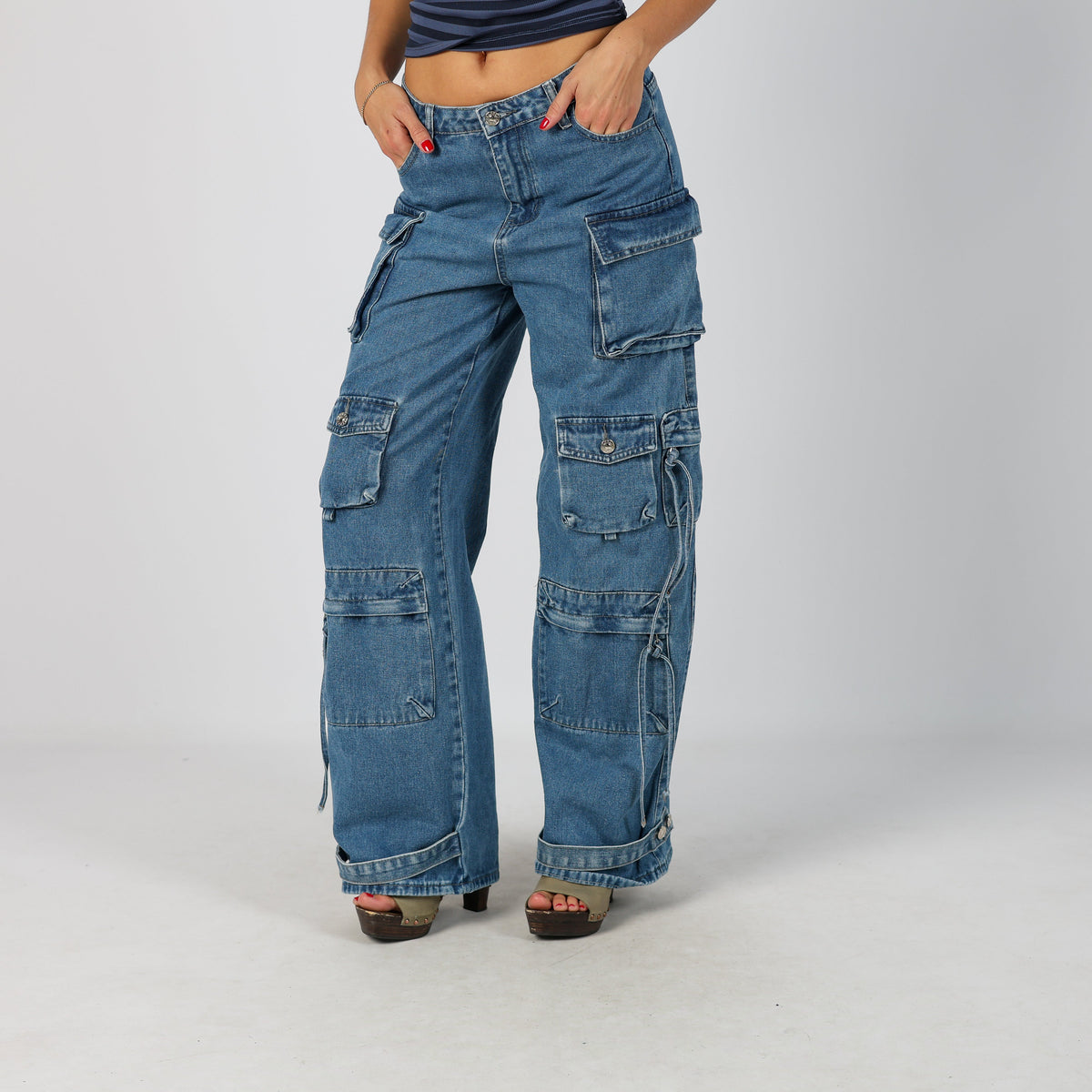 Blue Y2K Dad & Wide Jeans Cargo (XS)