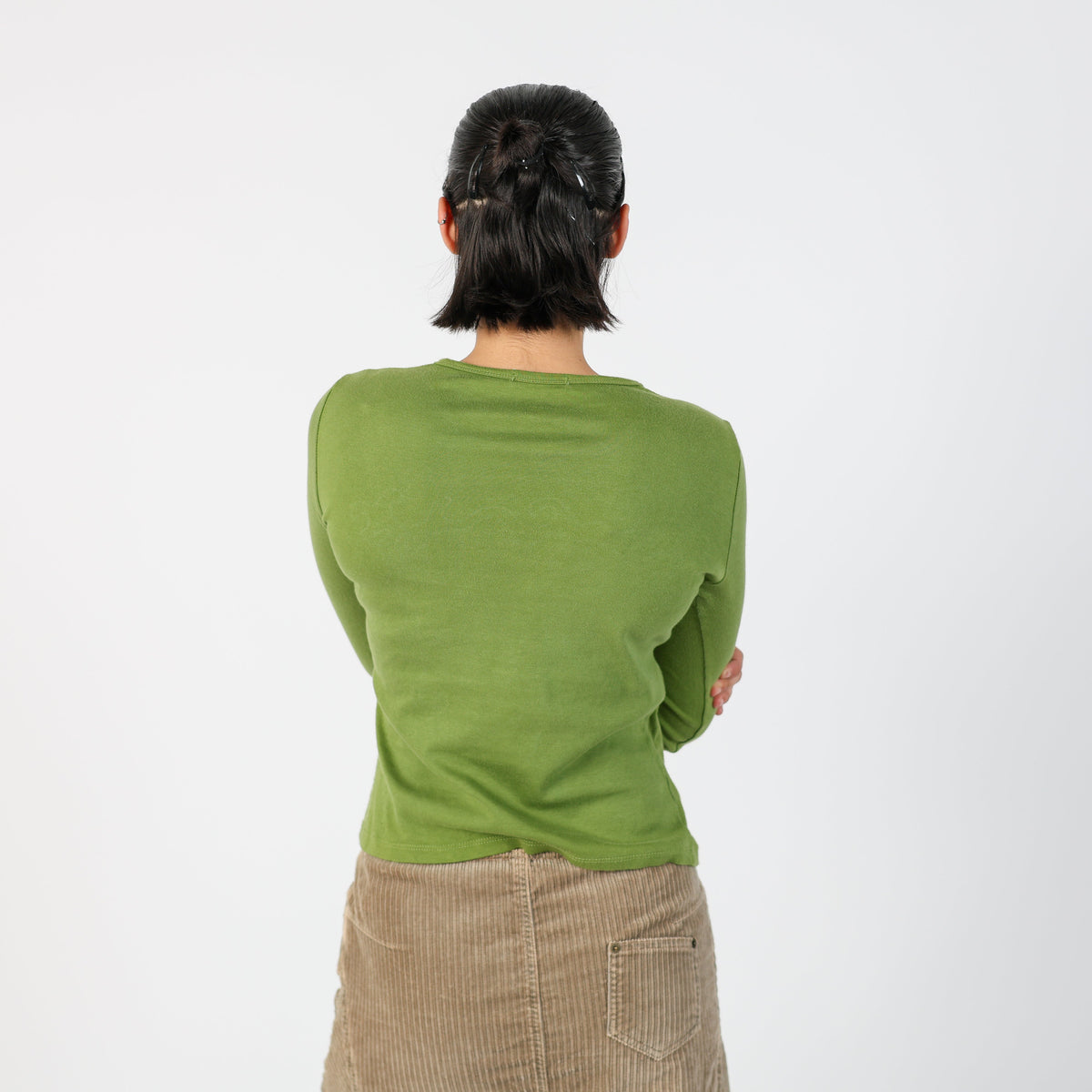 Khaki Green Y2K Monella Vagabonda Long Sleeve Top (S)