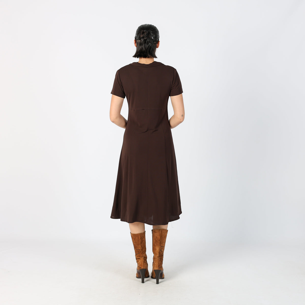 Brown Y2K Woven Midi Dress (S)