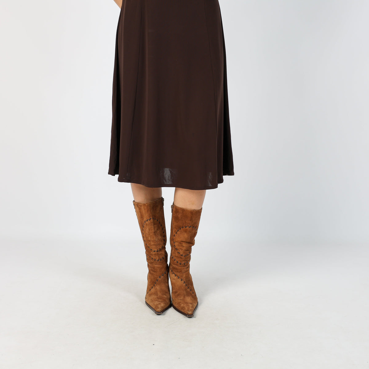 Brown Y2K Woven Midi Dress (S)