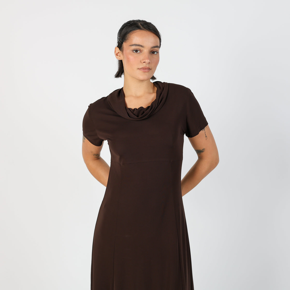 Brown Y2K Woven Midi Dress (S)