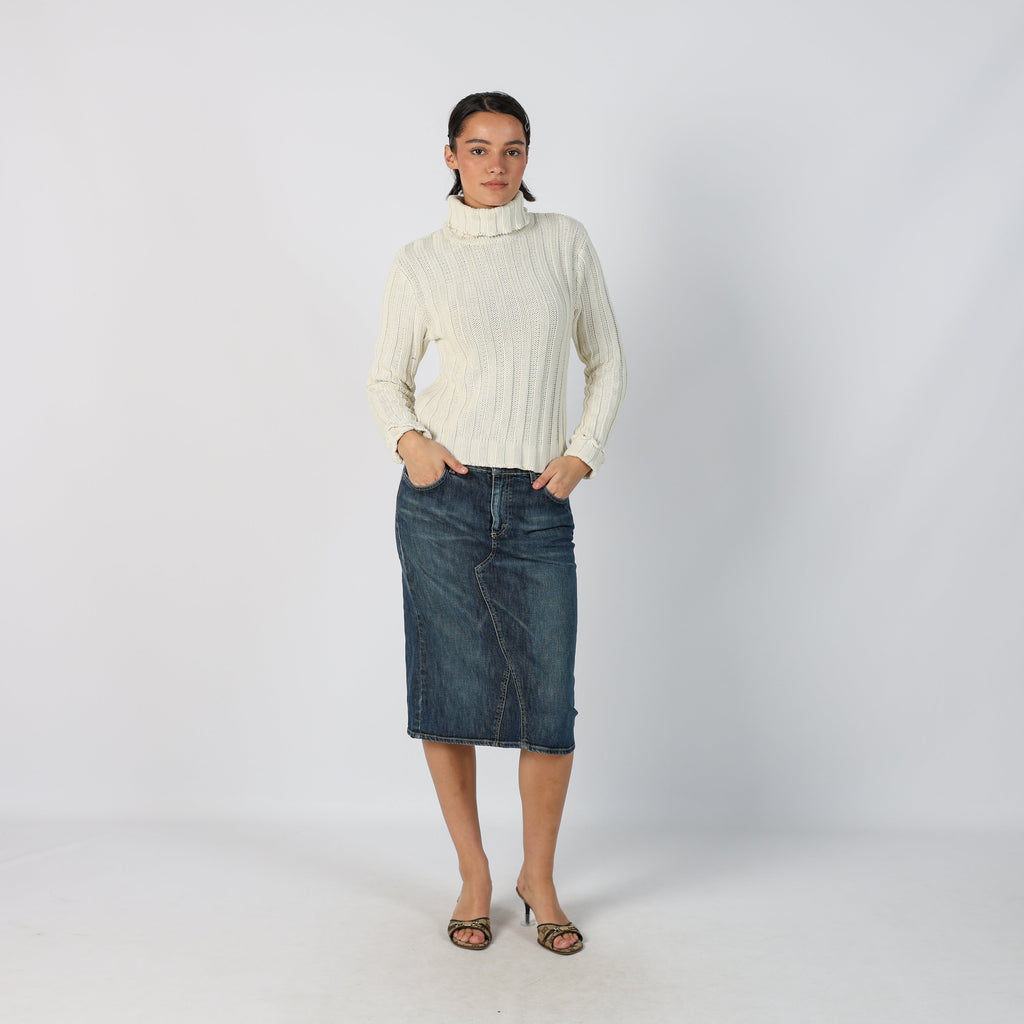 Blue Y2K GAS Denim Midi Skirt (M)