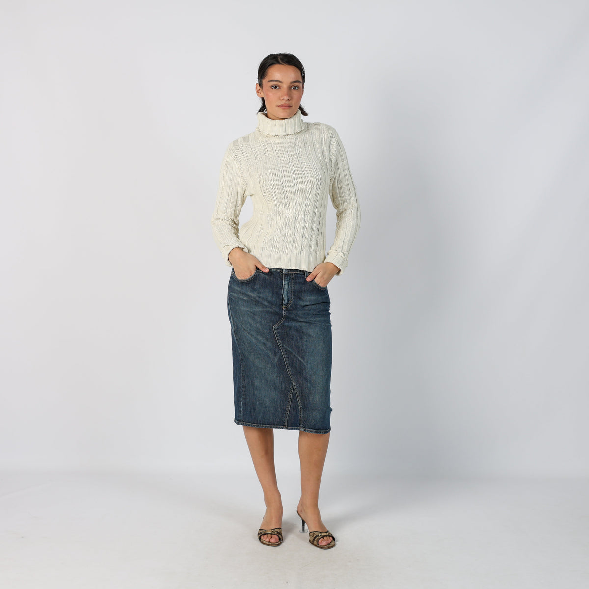 Blue Y2K GAS Denim Midi Skirt (M)
