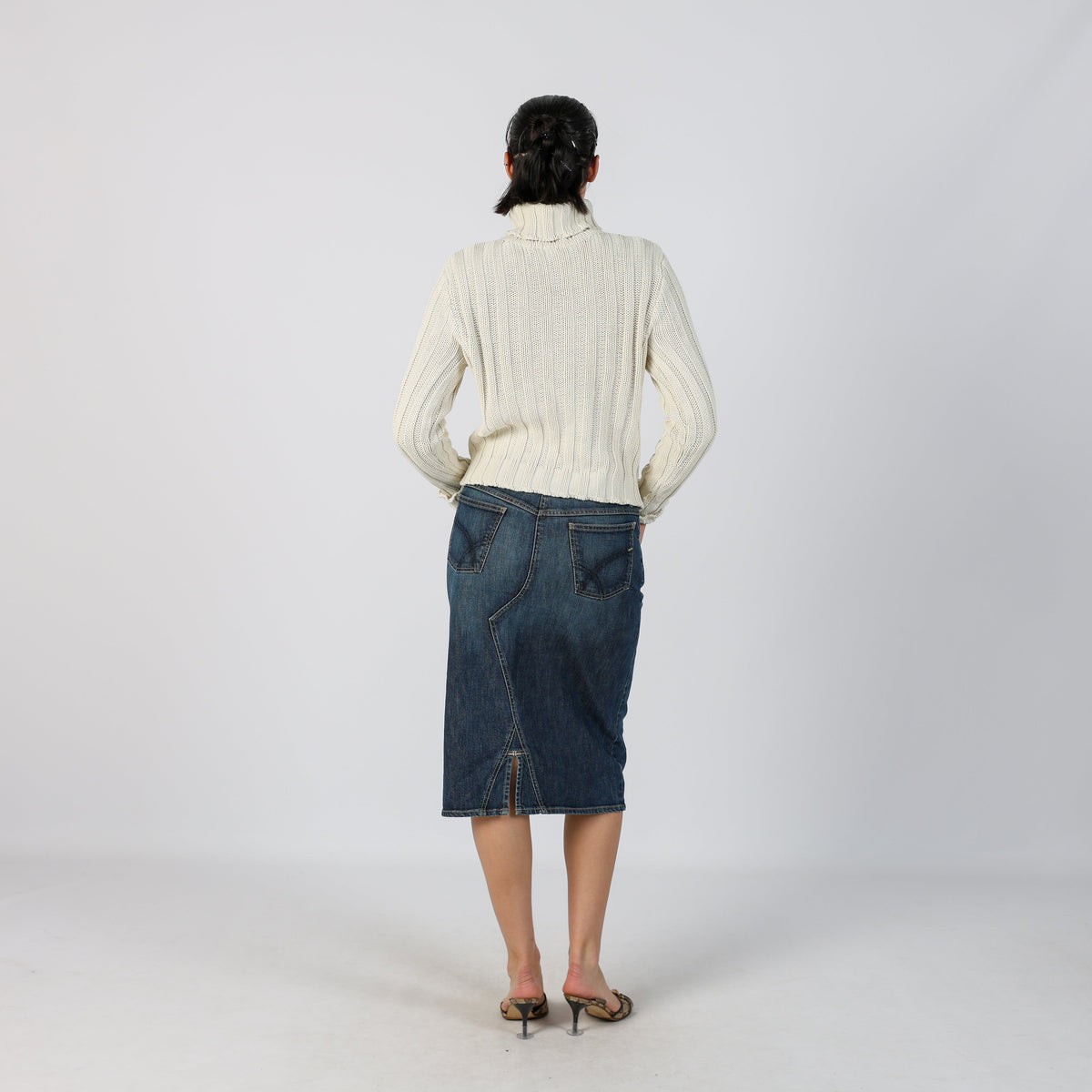Blue Y2K GAS Denim Midi Skirt (M)