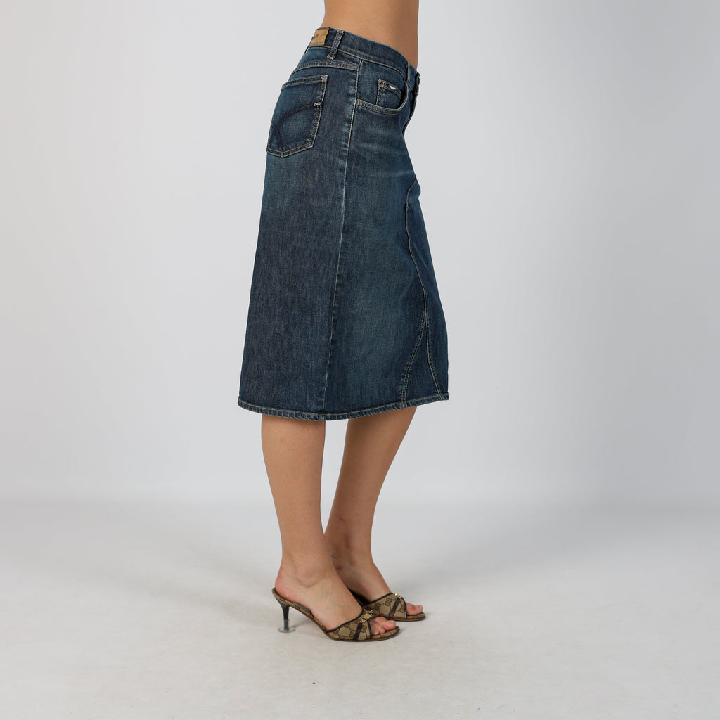 Blue Y2K GAS Denim Midi Skirt (M)