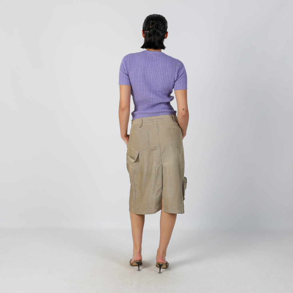 Tan Y2K United Colors of Benetton Woven Midi Skirt (M)