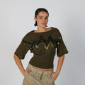 Dark Green Y2K Liu Jo Woven Top (S)