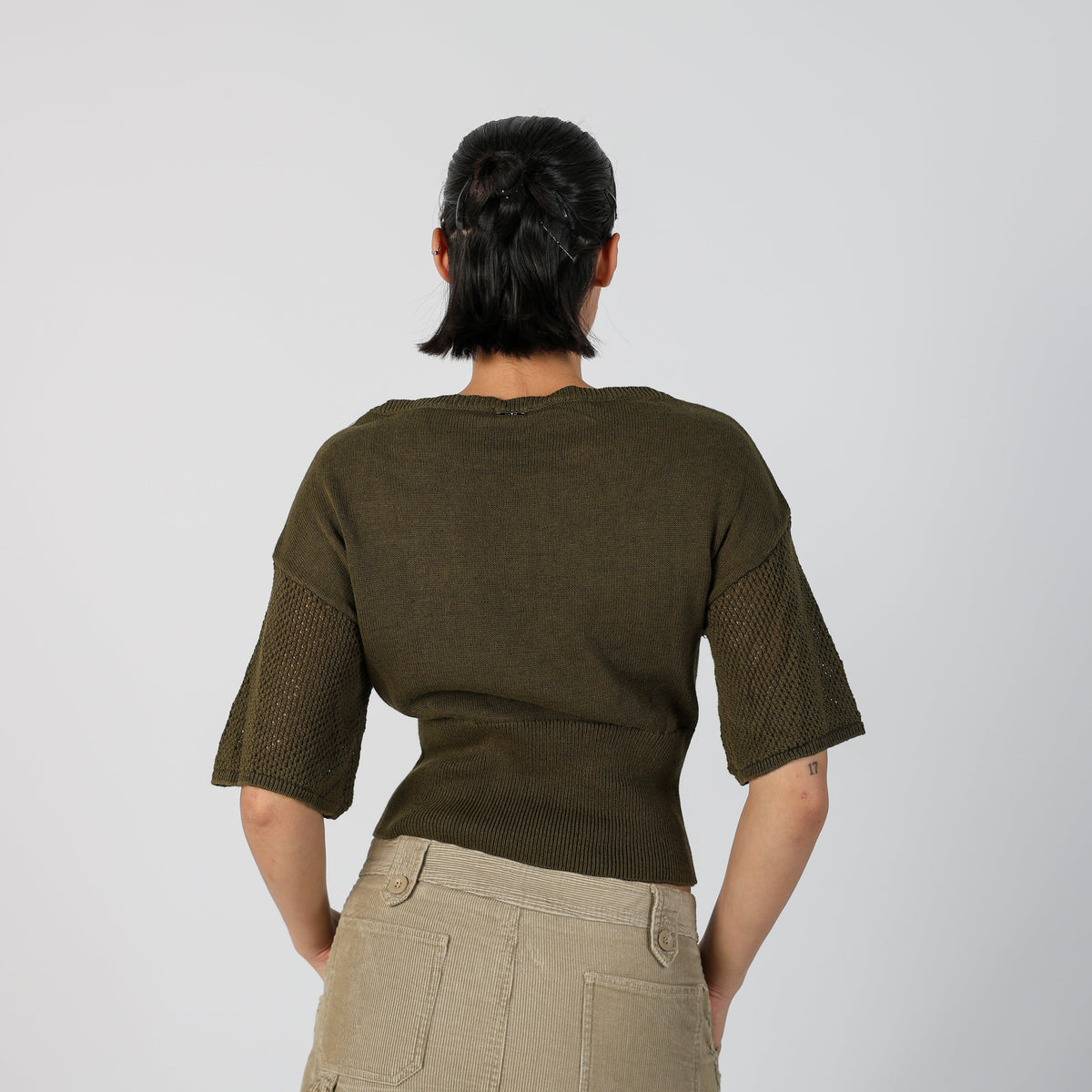 Dark Green Y2K Liu Jo Woven Top (S)