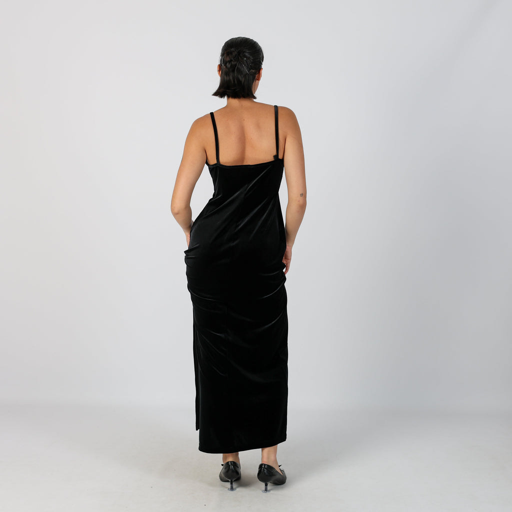 Black Y2K Promod Woven Maxi Dress (S)