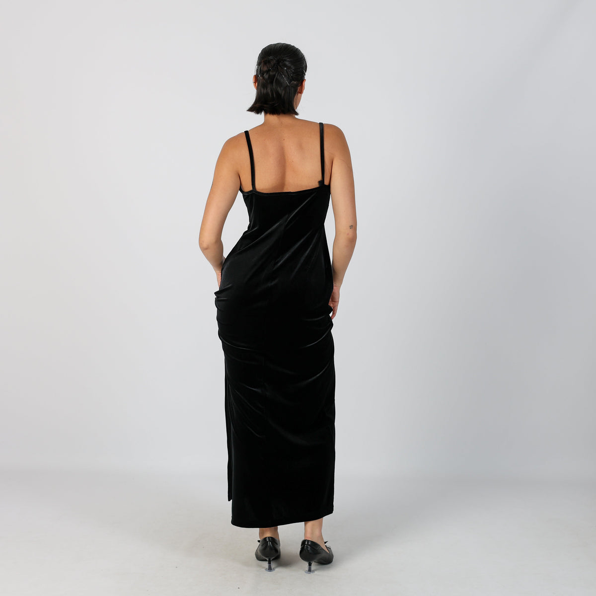 Black Y2K Promod Woven Maxi Dress (S)