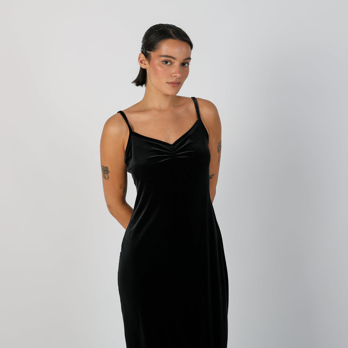 Black Y2K Promod Woven Maxi Dress (S)