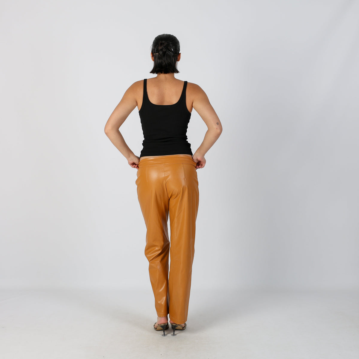 Tan Y2K Leather Trousers (S)