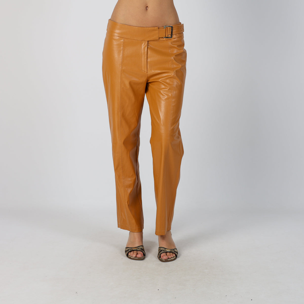 Tan Y2K Leather Trousers (S)