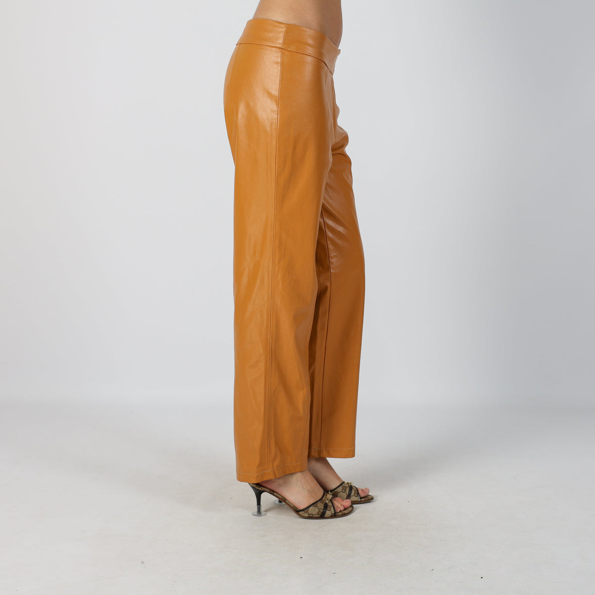 Tan Y2K Leather Trousers (S)