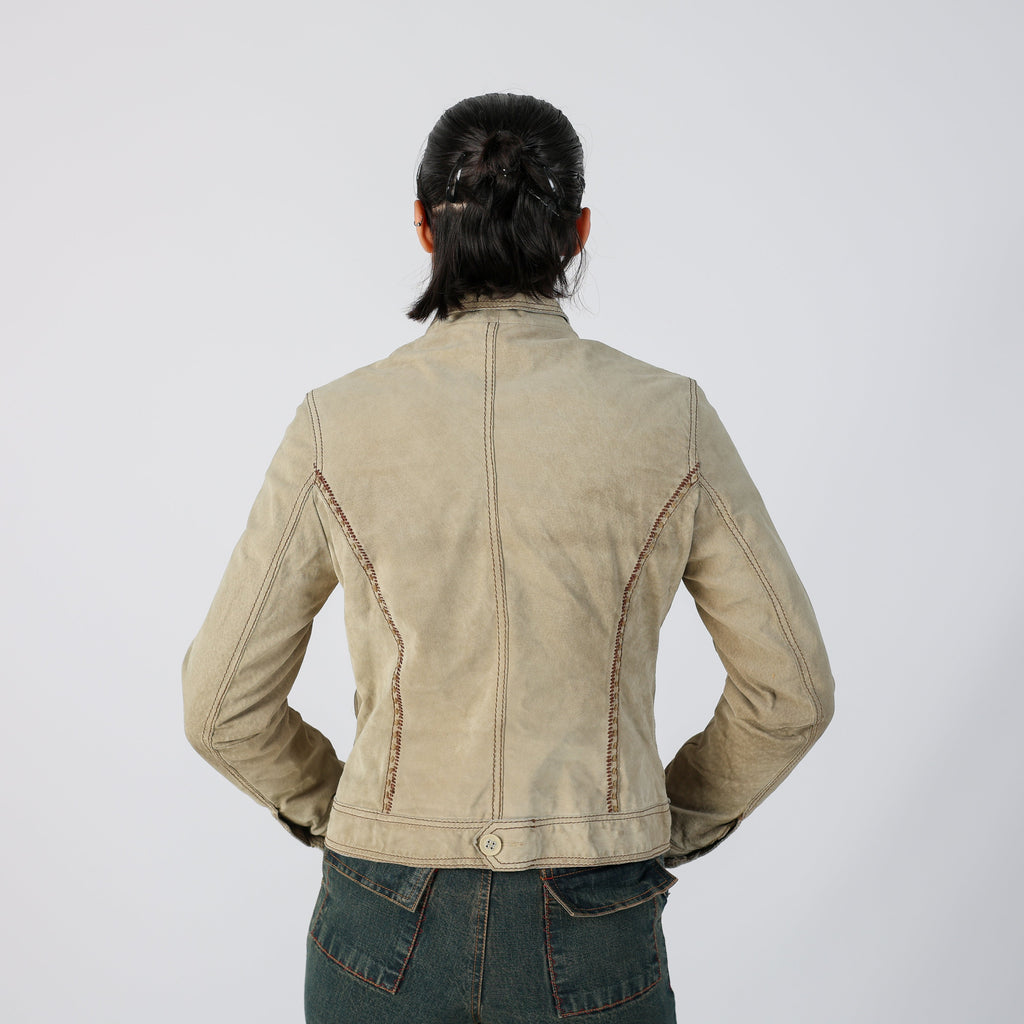 Beige Y2K Conbipel Suede Jacket (S)