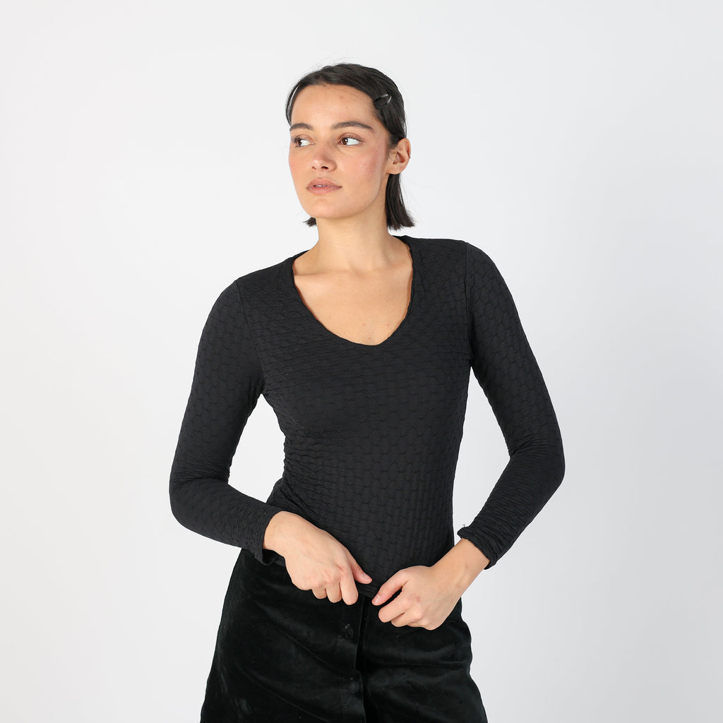 Black Y2K Nevrotika Long Sleeve Top (XXS)