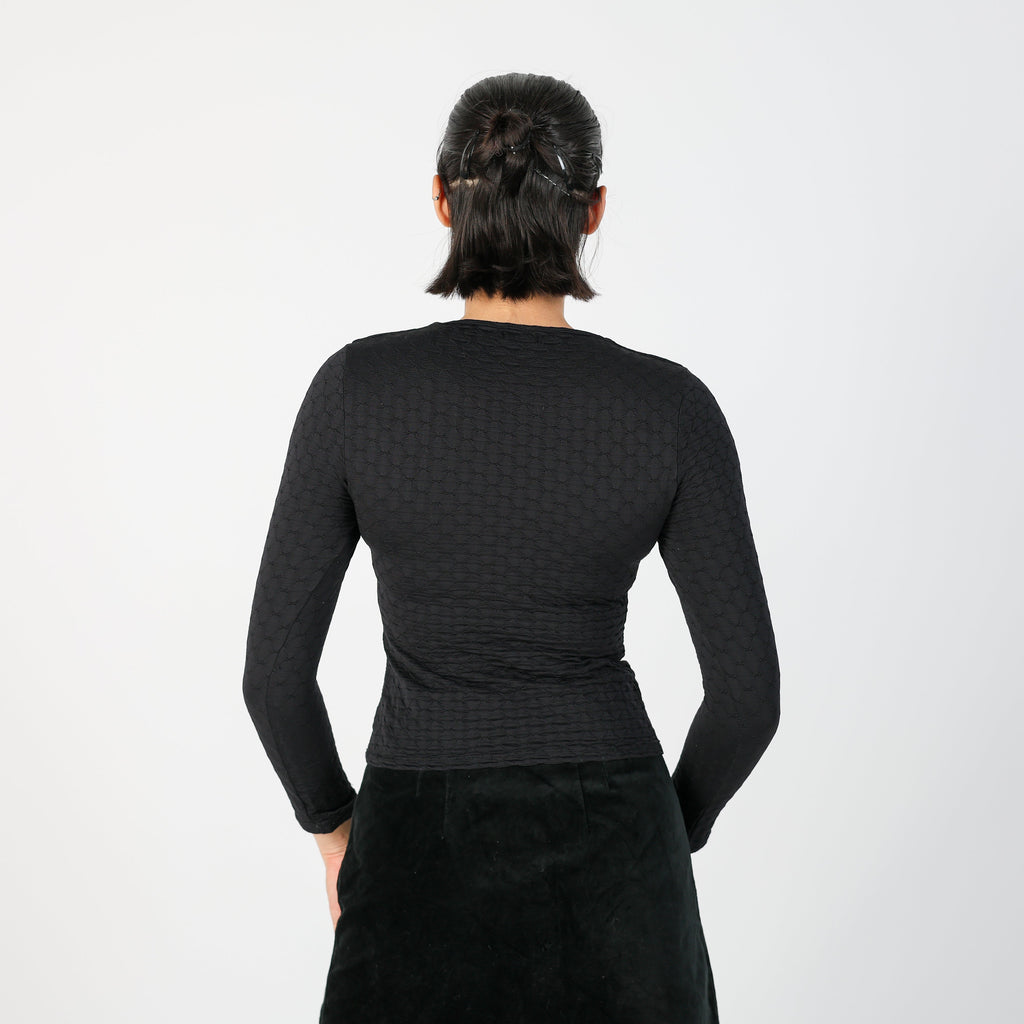 Black Y2K Nevrotika Long Sleeve Top (XXS)