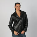 Black Y2K Made in Italy Leather Jacket (M)
