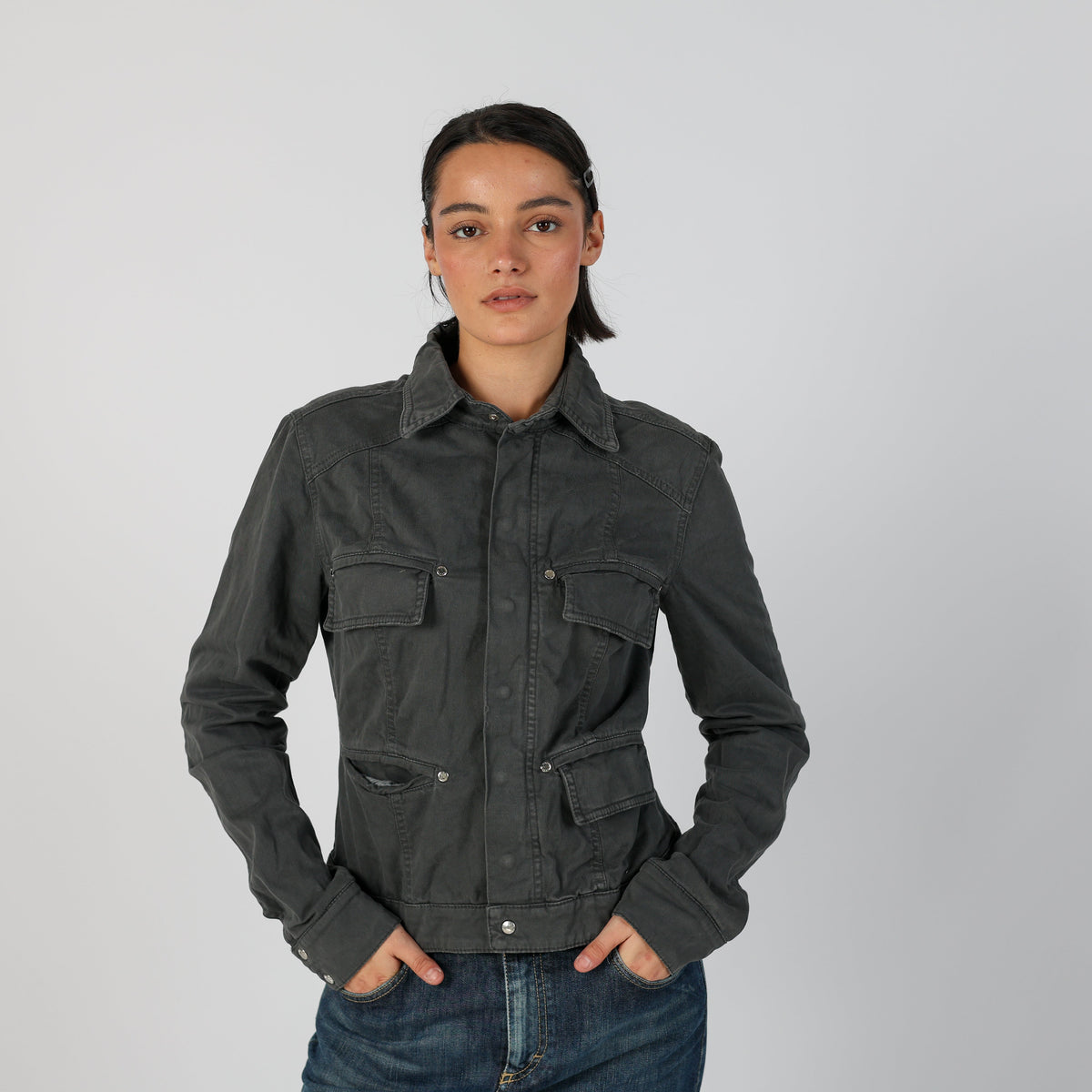 Charcoal Grey Y2K EXTYN Italia Casual Jacket (S)