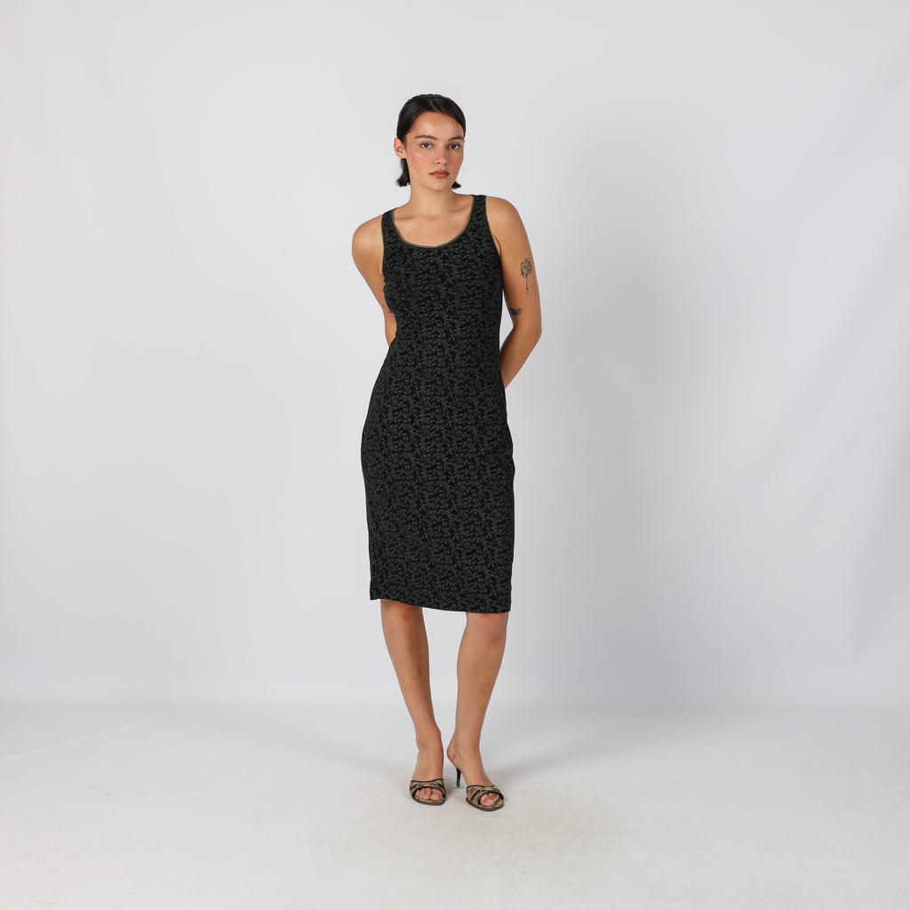 Black Y2K Woven Midi Dress (S)