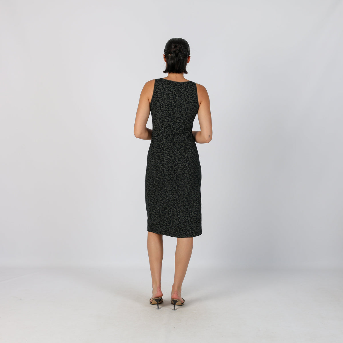 Black Y2K Woven Midi Dress (S)