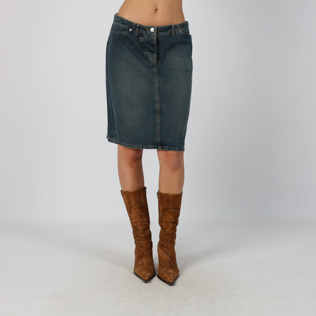 Blue Y2K Made in Italy Denim Midi Skirt (M)