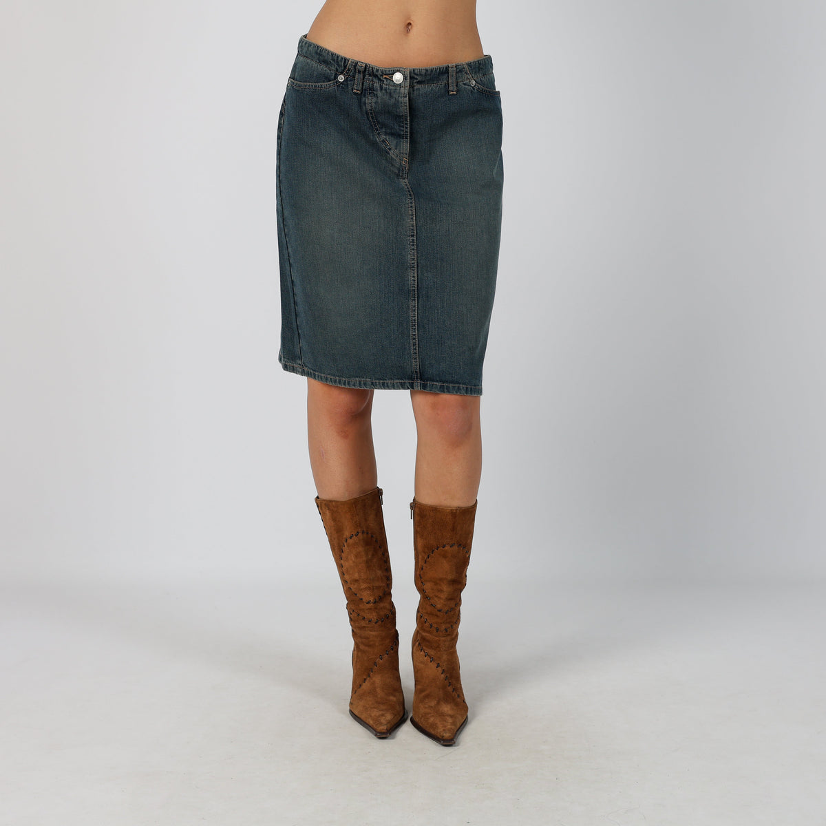 Blue Y2K Made in Italy Denim Midi Skirt (M)
