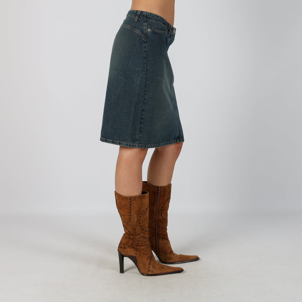 Blue Y2K Made in Italy Denim Midi Skirt (M)