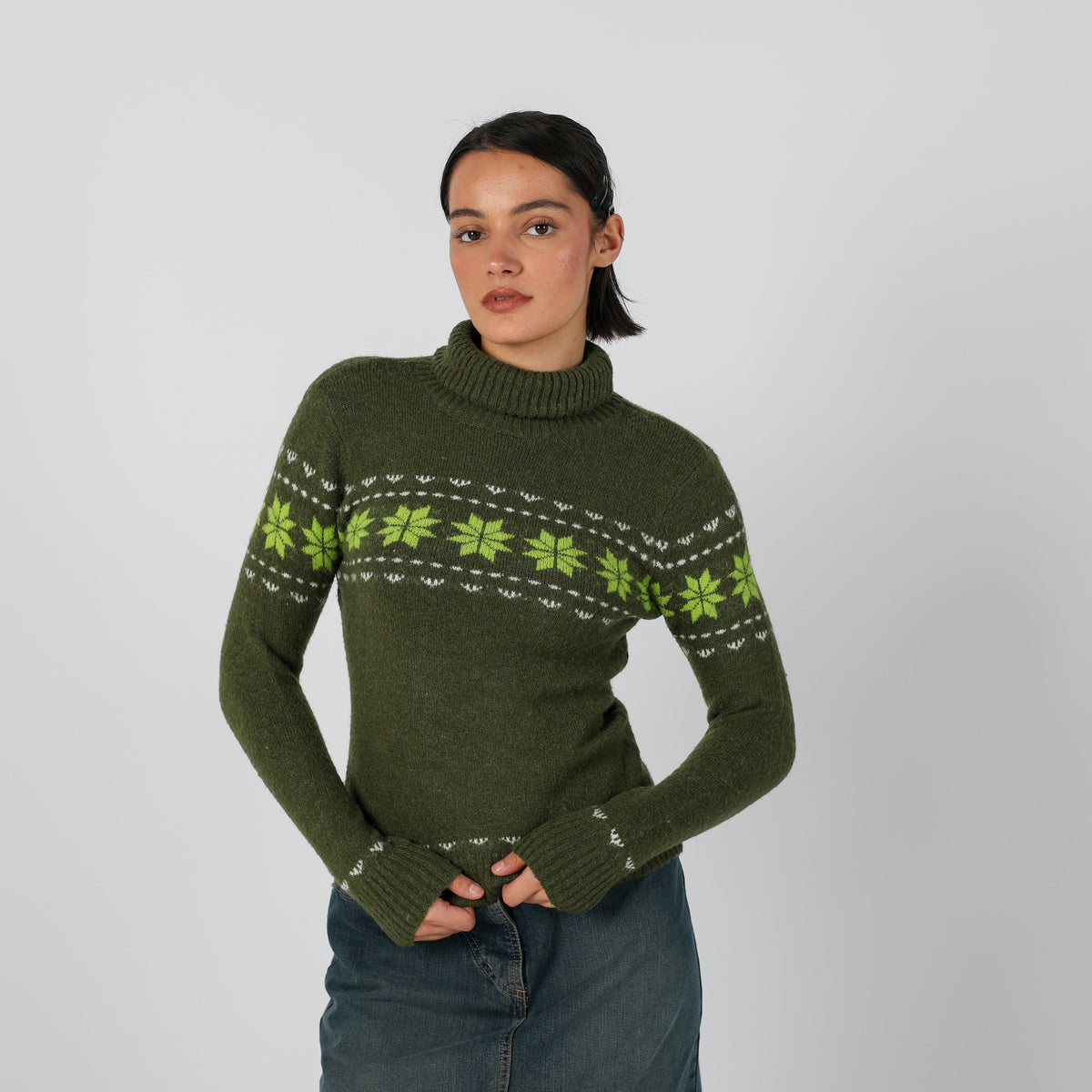 Dark Green Y2K Valentina's Knitted Jumper (S)
