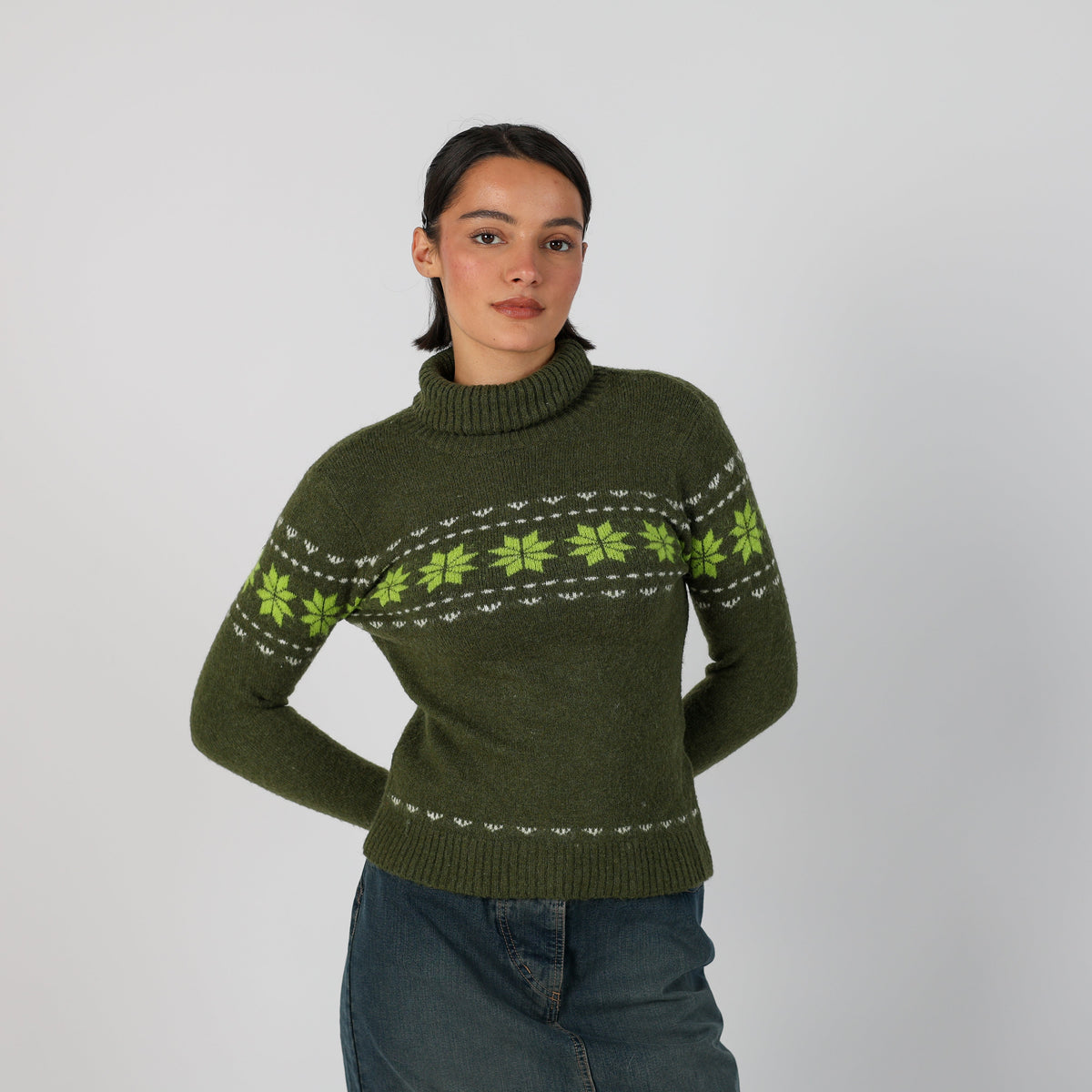 Dark Green Y2K Valentina's Knitted Jumper (S)