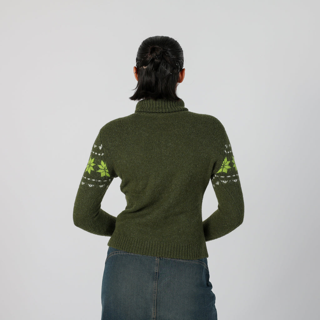 Dark Green Y2K Valentina's Knitted Jumper (S)