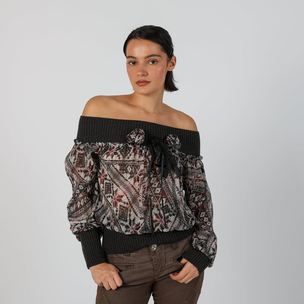 Charcoal Grey Y2K Woven Top (M)