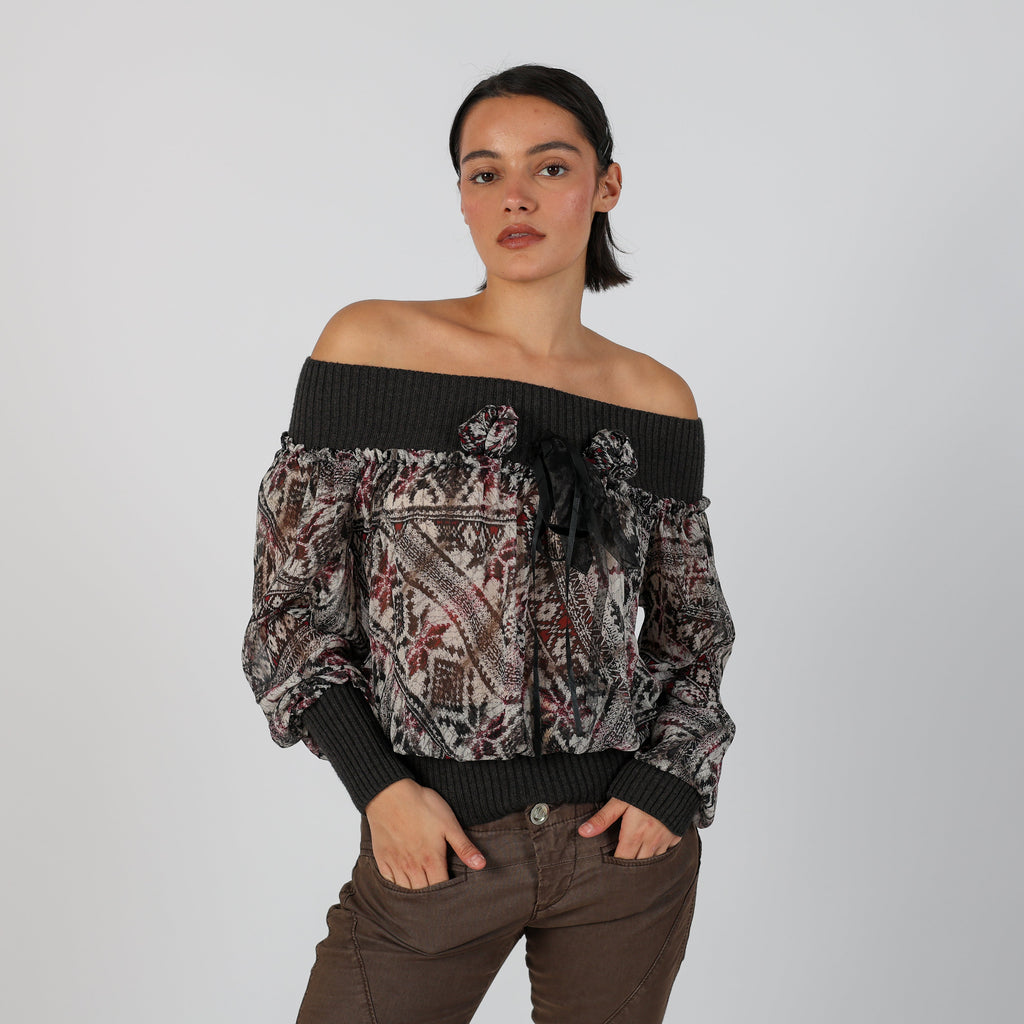Charcoal Grey Y2K Woven Top (M)