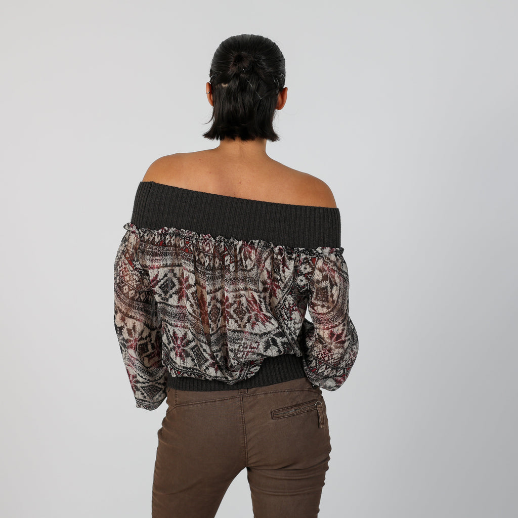 Charcoal Grey Y2K Woven Top (M)