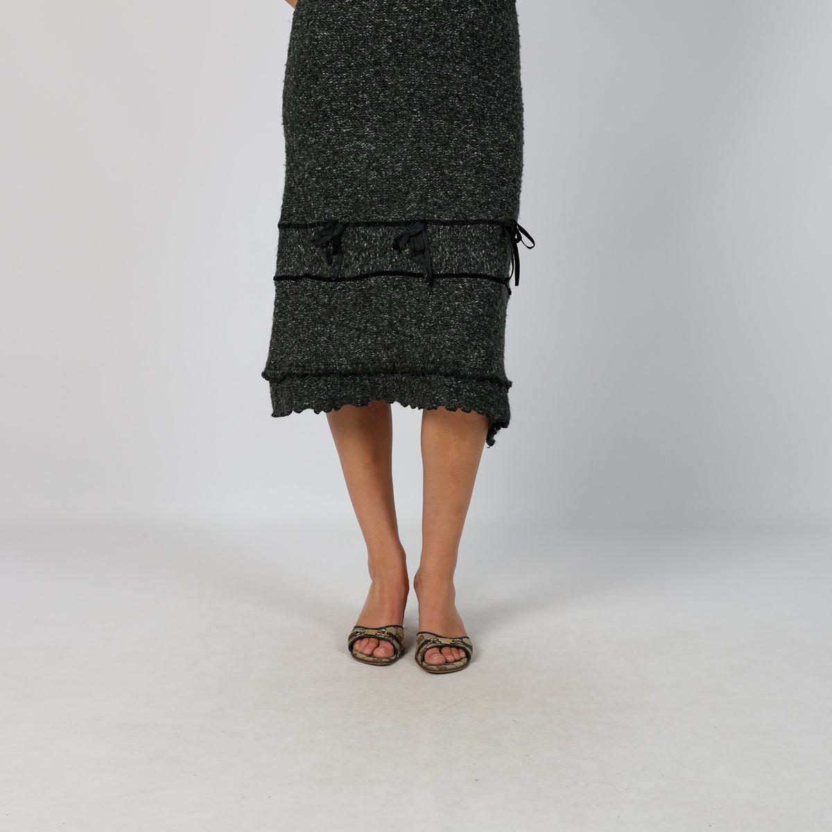 Charcoal Grey Y2K Woven Midi Dress (S)
