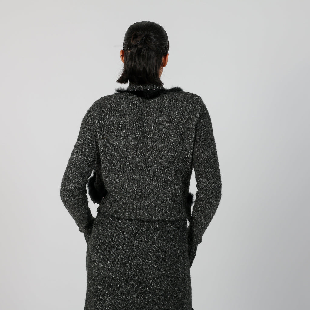 Charcoal Grey Y2K Cardigan (S)
