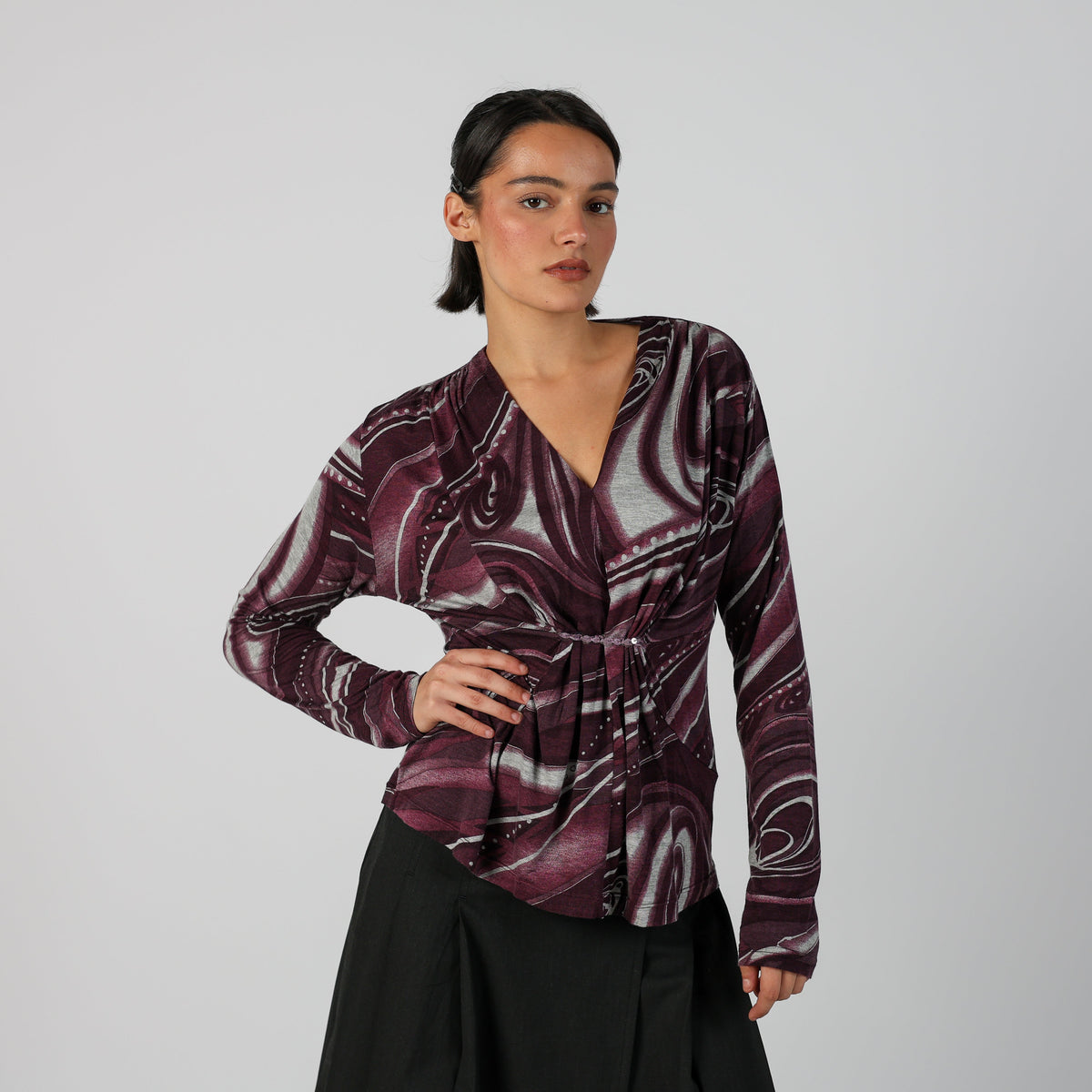 Purple Y2K Made in Italy Long Sleeve Top (S)