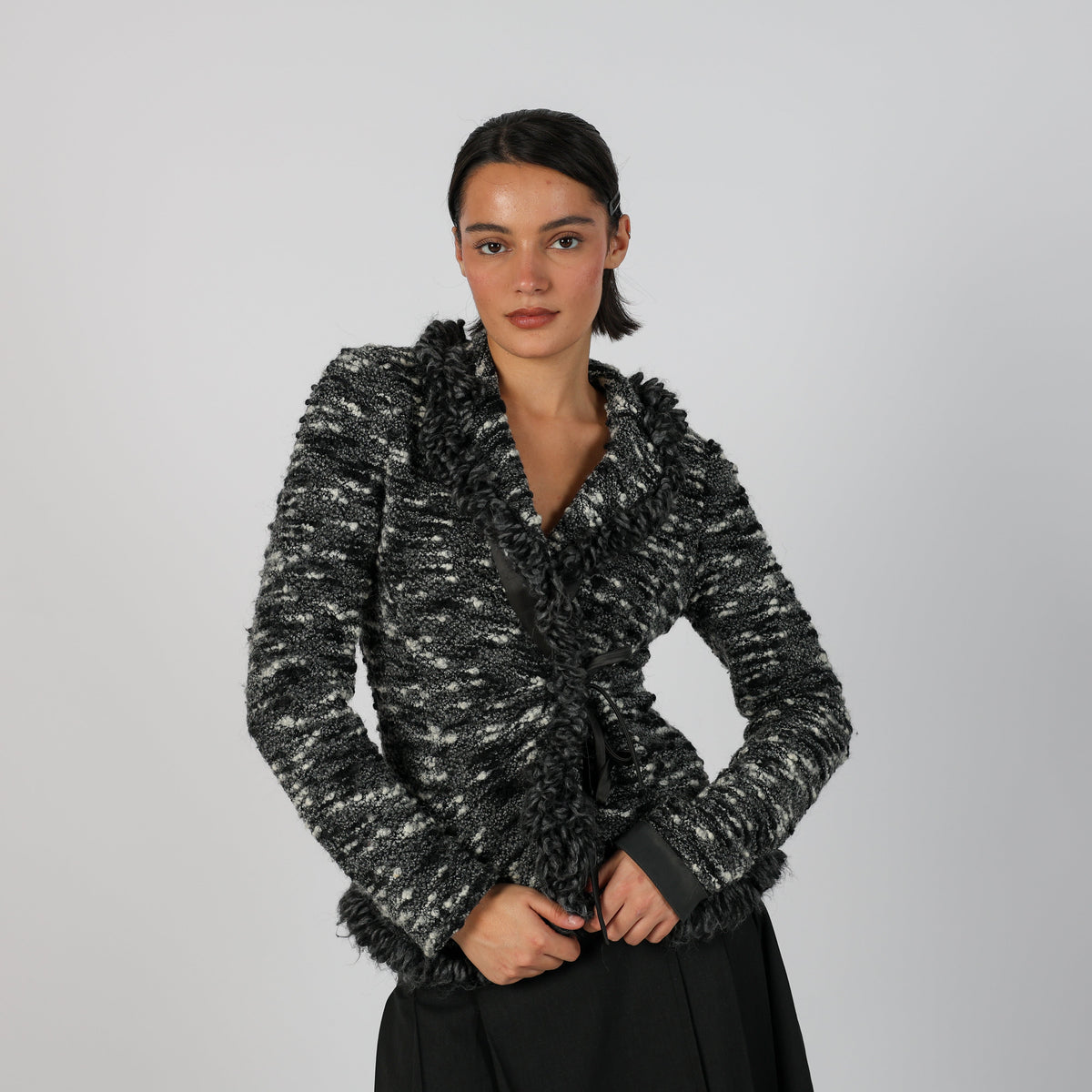 Charcoal Grey Y2K Armani Woven Jacket (S)