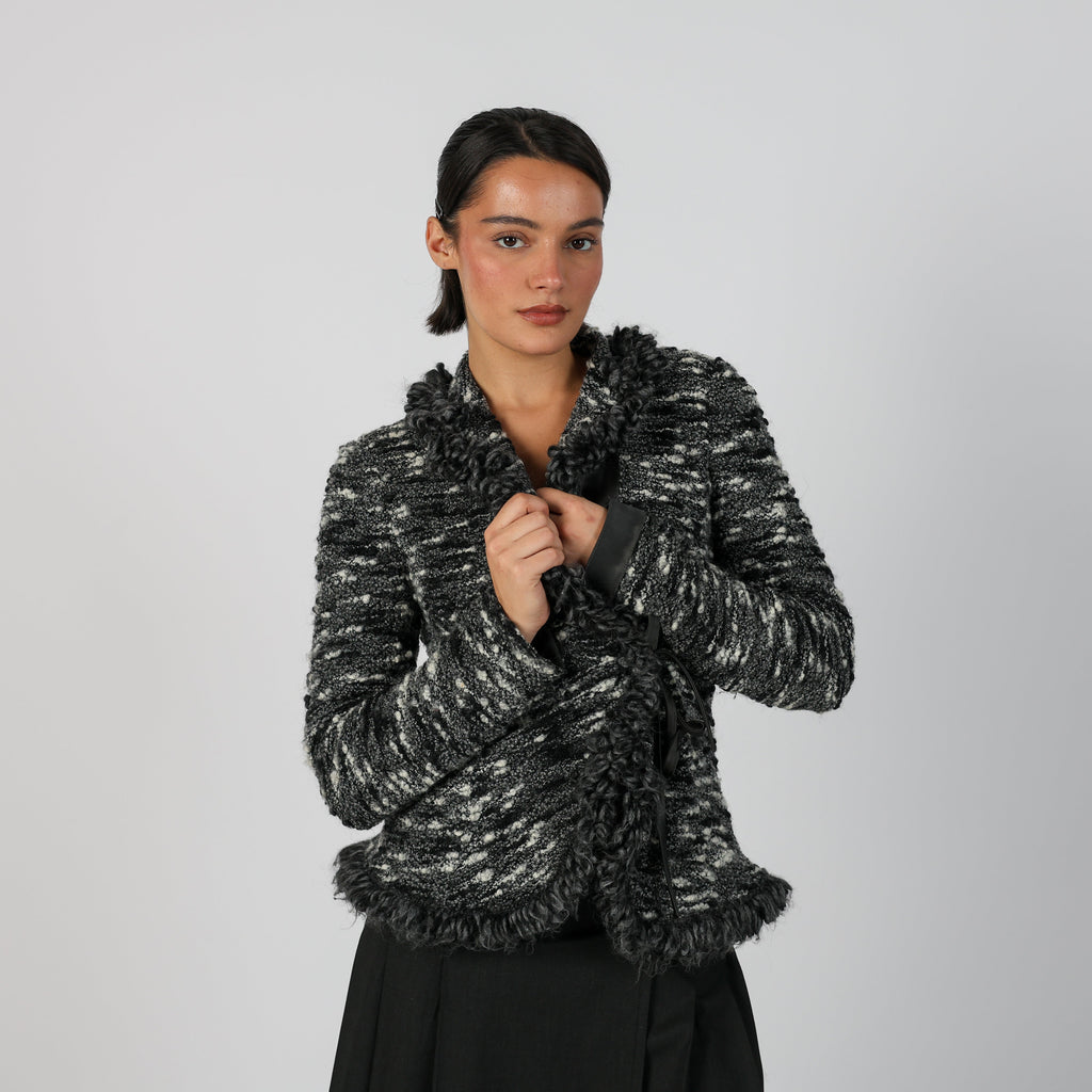 Charcoal Grey Y2K Armani Woven Jacket (S)